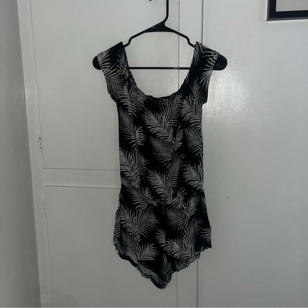 Black and White Cotton Romper